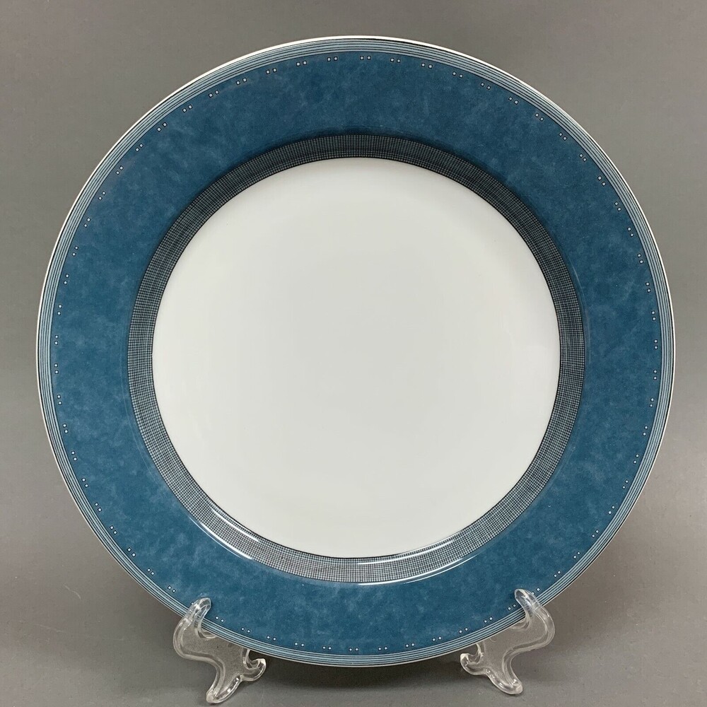 Dansk International Designs‎ Gridworks 11" Dinner Plate Blue White Porcelain